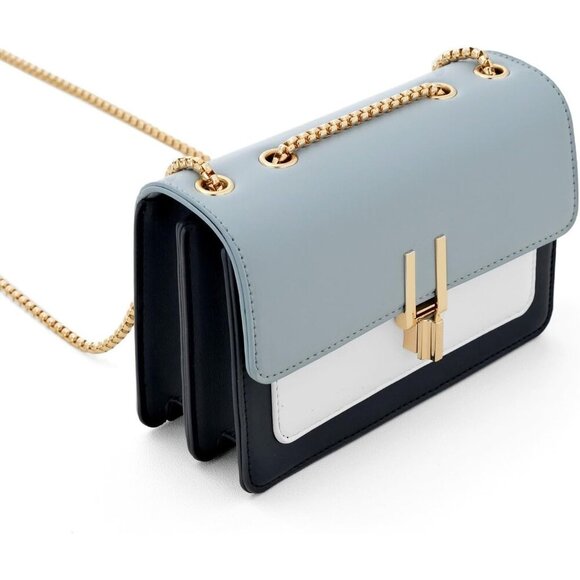 Women Blue Imported Faux Leather Twist Lock Crossbody Designer Shoulder Handbags - Picture 3 of 9